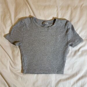 Zara Gray Ribbed Crop Top size Small